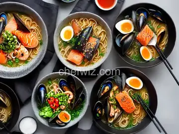 Seafood Ramen With Squid Ink, Mussels, and Salmon Roe Recipe