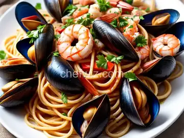Seafood Spaghetti With Mussels and Shrimp