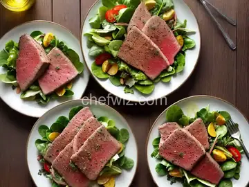 Seared Ahi Tuna and Salad of Mixed Greens with Wasabi Vinaigrette