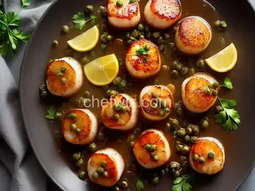 Seared Diver Scallops with Caper-Honey Sauce