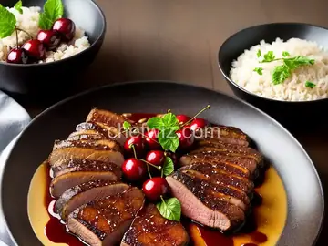 Seared Duck Breast with Cherries and Port Sauce