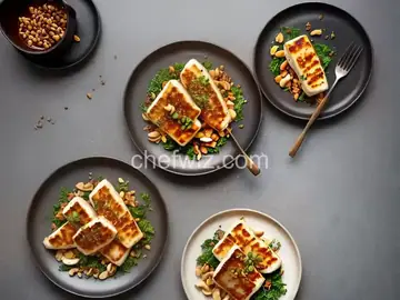 Seared Halloumi with Peanut Dukkah and Honey