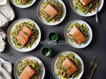 Seared Salmon with Garlicky Zucchini Noodles