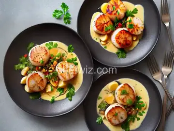 Seared Scallops with Roasted-Garlic Sabayon
