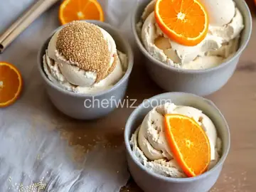Sesame Ice Cream with Orange-Blossom Caramel