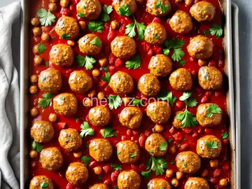 Sheet Pan Chicken Meatballs With Tomatoes and Chickpeas