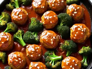 Sheet-Pan Chicken Meatballs and Charred Broccoli