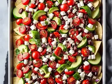 Sheet Pan Greek Salad Nachos