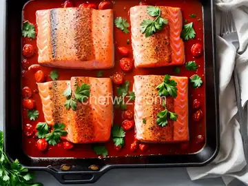 Sheet-Pan Salmon With Tomato-Eggplant Compote Recipe