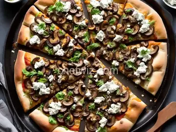 Shiitake and Chanterelle Pizzas with Goat Cheese
