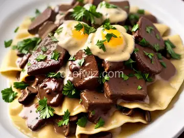 Short Rib Ravioli and Creamy Mushroom Sauce