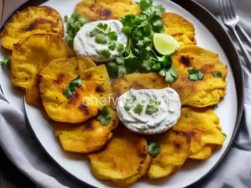 Shortcut Tostones with Garlic Sauce