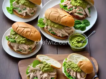 Shredded Chicken Sandwiches with Pesto Mayonnaise