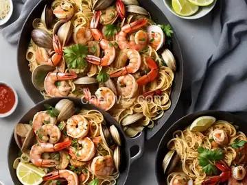 Shrimp, Clams, and Scallops Pasta