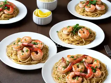 Shrimp Francese over Linguine