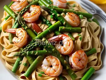 Shrimp and Asparagus Fettuccine