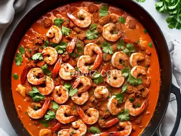 Shrimp and Chorizo in Garlic Sauce