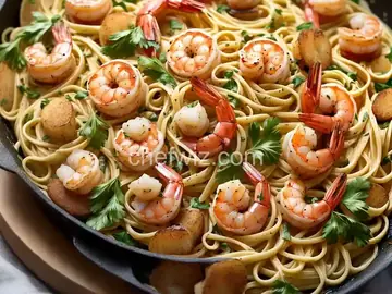 Shrimp and Scallop Scampi with Linguine