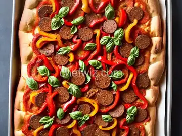 Sicilian Pizza With Sausage and Peppers