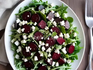 Simple Beet, Arugula and Feta Salad with Hilaryâ€™s Balsamic Thyme Dressing