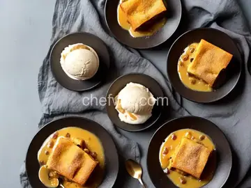 Simple Bread Pudding With Melted Ice Cream Sauce