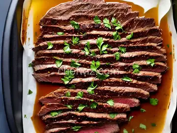 Simple Broiled Flank Steak with Herb Oil
