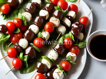 Simple Caprese Skewers with Balsamic Dipping Sauce