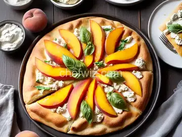 Simple Peach, Basil and Ricotta Flatbread