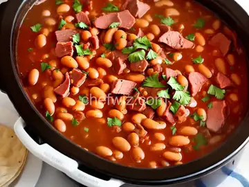 Simple Slow Cooker Pinto Beans and Ham