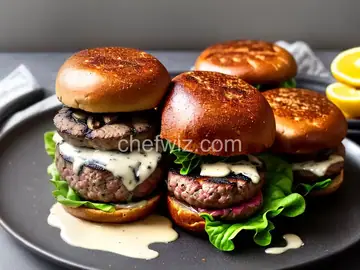 Sirloin Burgers with Balsamic Mayo, Mushrooms and Swiss