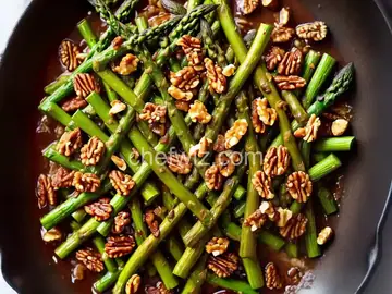Skillet Asparagus with Caramelized Onions and Walnuts