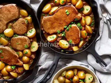 Skillet Pork Chops with Potatoes and Onion