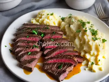 Skirt Steak with Cheesy Mashed Potatoes