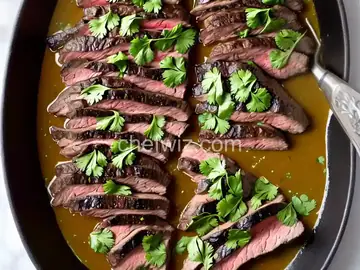 Skirt Steak with Cilantro Garlic Sauce