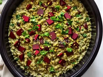 Slow Cooker Beet Green Risotto