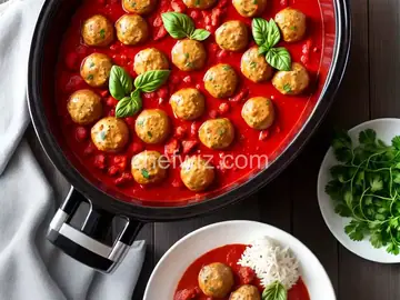 Slow Cooker Chicken Meatballs in Tomato Sauce