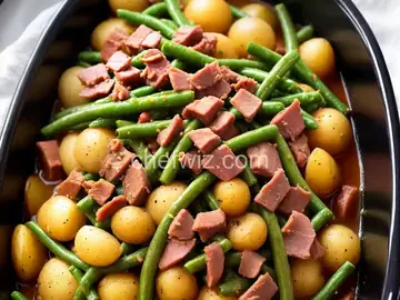 Slow Cooker Green Beans, Ham and Potatoes