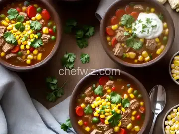 Slow Cooker Ground Turkey Soup with Poblanos and Corn