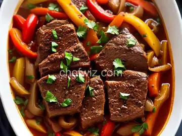 Slow Cooker Italian Chuck Roast with Peppers and Onions
