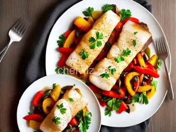 Slow-Roasted Cod with Bell Peppers