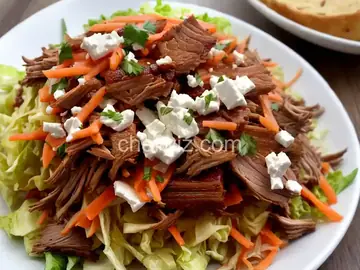 Slow Smoked Pork Shoulder with Napa Cabbage Slaw and Queso Fresco