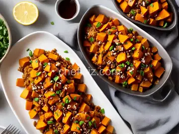 Smashed Sweet Potatoes with Soy-Citrus Glaze