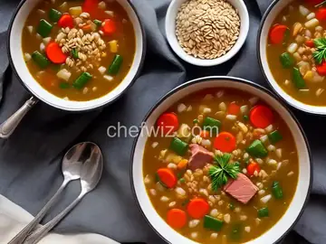 Smoked Ham, Barley, and Vegetable Soup