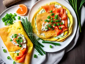 Smoked Salmon and Cream Cheese Omelette with Green Onions