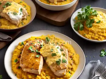 Smothered Chicken With Cheesy Polenta