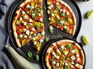 Socca Pizza with Summer Squash and Feta