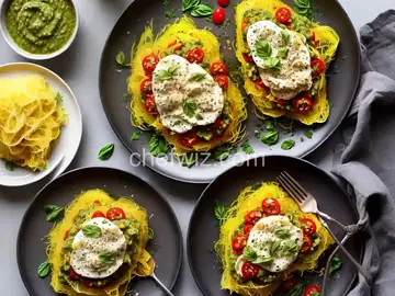 Spaghetti Squash with Summer Pesto and Chicken