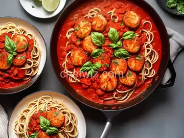 Spaghetti With Spicy Scallop Marinara Sauce