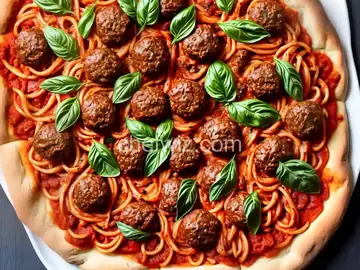Spaghetti and Meatball Pizza