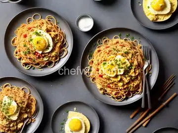 Spaghetti with scrambled egg